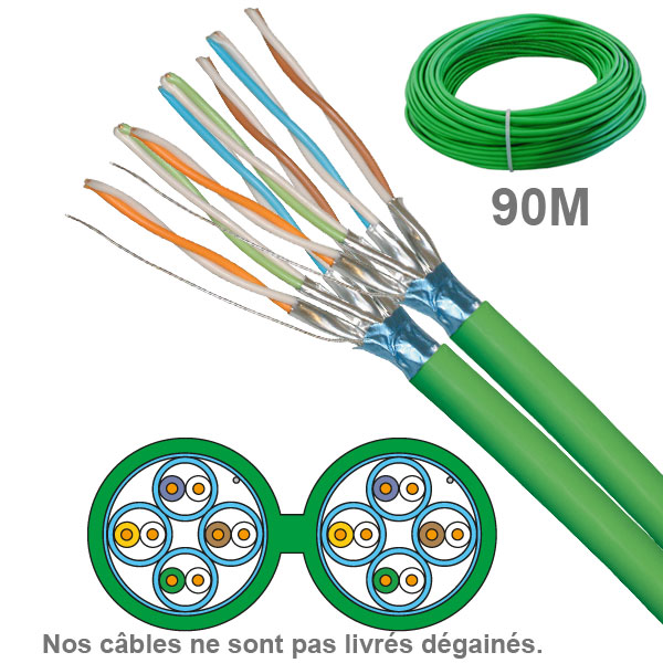 Socamont - Câble réseau - Cat 6A - FFTP - Couronne de 90M - Paires 2x4 - LSOH Dca - Vert (réf. 6716) - photo 2