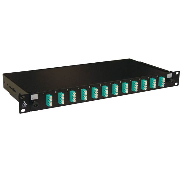 Socamont - Tiroir optique 19'' avec 12 LC quad multimode OM3 50/125 OM4 50/125 aqua / kit management (réf. 88601) - photo 1