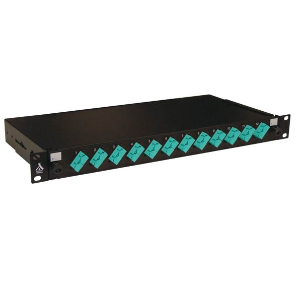 Socamont - Tiroir optique 19'' avec 12 SC duplex incliné multimode OM3 50/125 OM4 50/125 aqua / kit management (réf. 88608) - photo 1