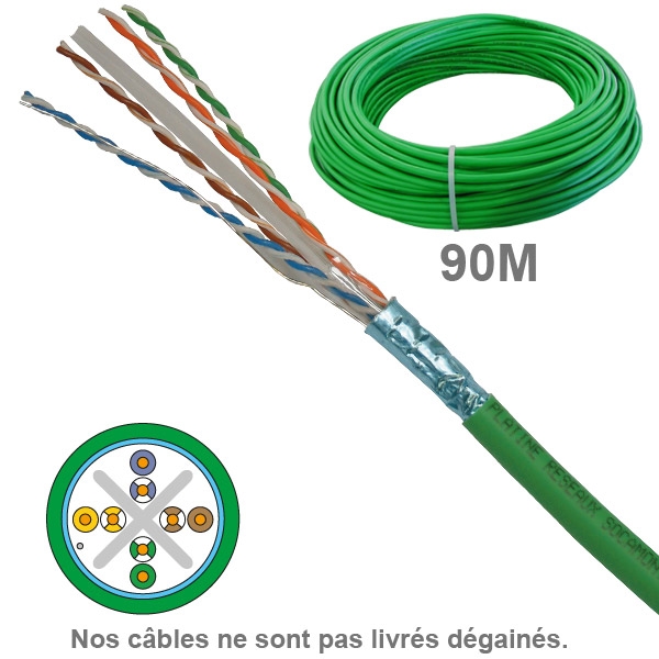 Câble réseau -  CAT6 - FUTP -  LSZH - 100 OHMS - AWG23 - Paires : 1x4 - 90M