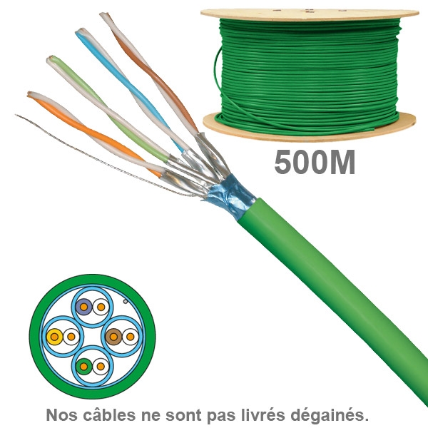 Câble réseau -  CAT6A - FFTP -  LSZH - 100 OHMS - AWG23 - Paires : 1x4 - 500M