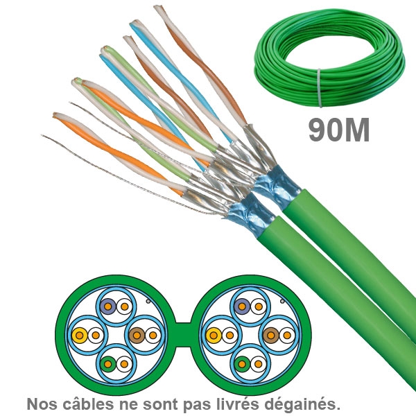 Câble réseau -  CAT6A - FFTP -  LSZH - 100 OHMS - AWG23 - Paires : 2x4 - 90M