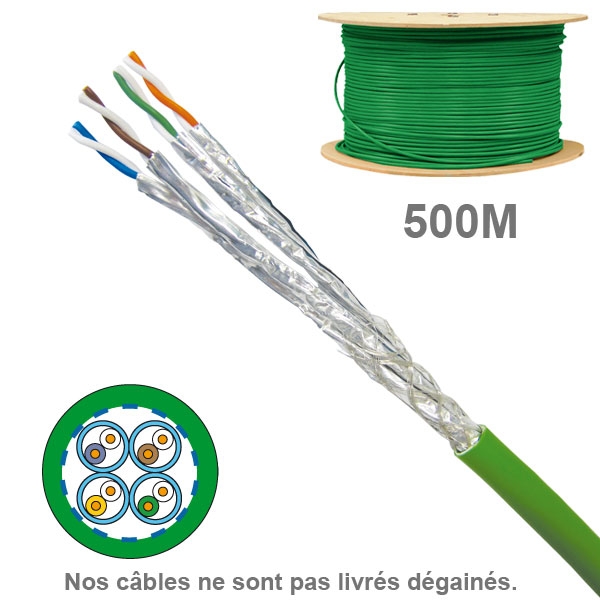 Câble réseau -  CAT7A - SFTP -  LSZH - 100 OHMS - AWG23 - Paires : 1x4 - 500M