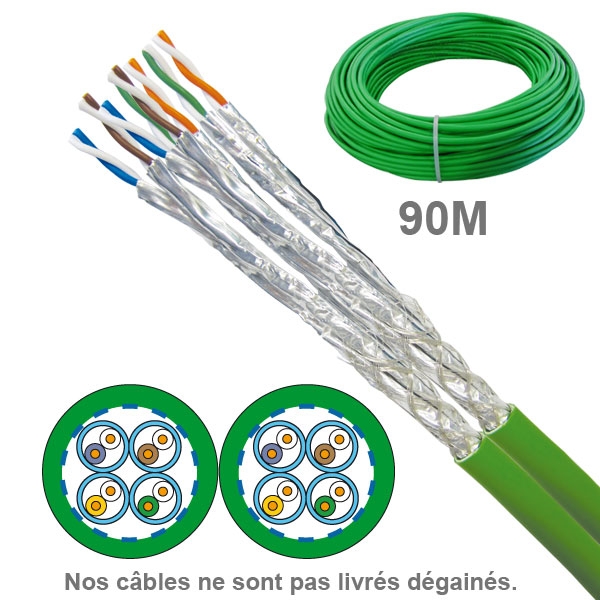Câble réseau -  CAT7A - SFTP -  LSZH - 100 OHMS - AWG23 - Paires : 2x4 - 90M