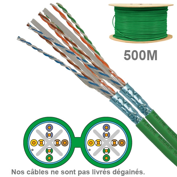 Câble réseau -  CAT6 - FUTP -  LSZH - 100 OHMS - AWG23 - Paires : 2x4 - 500M