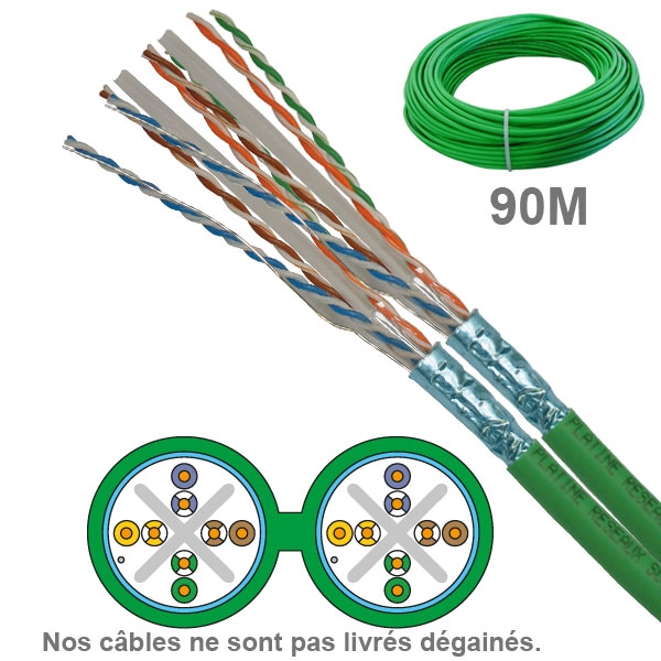 Câble réseau -  CAT6 - FUTP -  LSZH - 100 OHMS - AWG23 - Paires : 2x4 - 90M