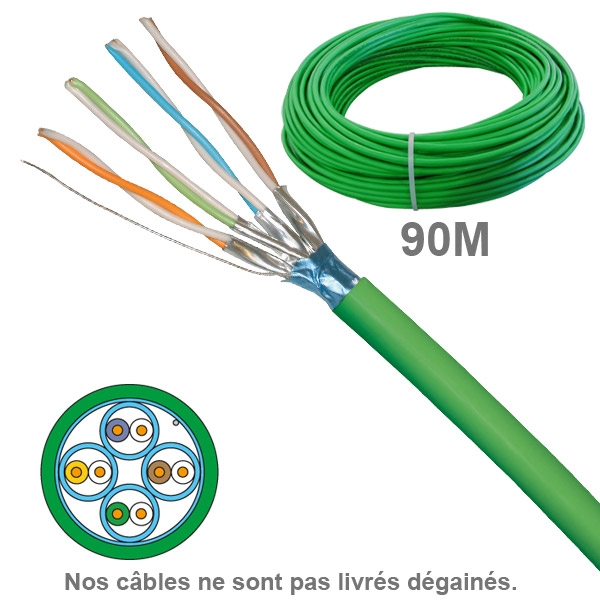 Câble réseau -  CAT6A - FFTP -  LSZH - 100 OHMS - AWG23 - Paires : 1x4 - 90M