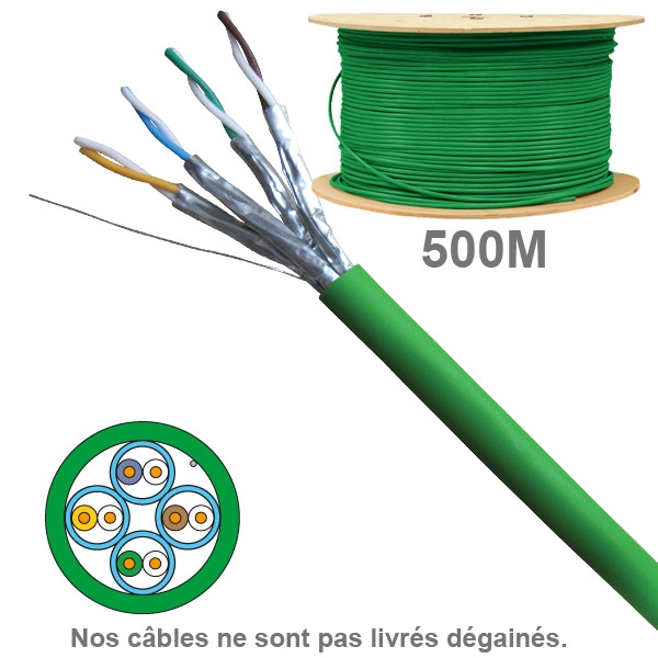 Câble réseau -  CAT6A - UFTP -  LSZH - 100 OHMS - AWG23 - Paires : 1x4 - 500M