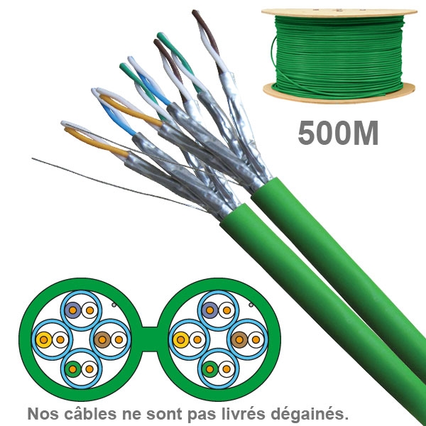 Câble réseau -  CAT6A - UFTP -  LSZH - 100 OHMS - AWG23 - Paires : 2x4 - 500M
