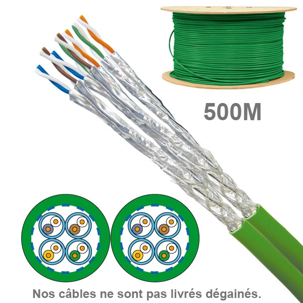Câble réseau -  CAT7A - SFTP -  LSZH - 100 OHMS - AWG23 - Paires : 2x4 - 500M