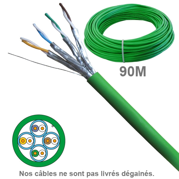 Câble réseau -  CAT6A - UFTP -  LSZH - 100 OHMS - AWG23 - Paires : 1x4 - 90M