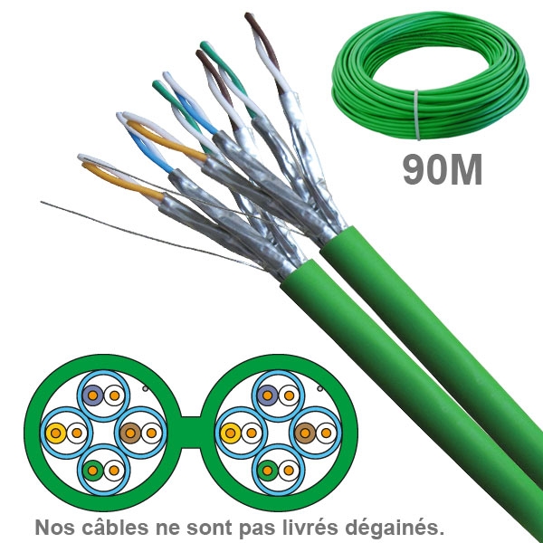 Câble réseau -  CAT6A - UFTP -  LSZH - 100 OHMS - AWG23 - Paires : 2x4 - 90M